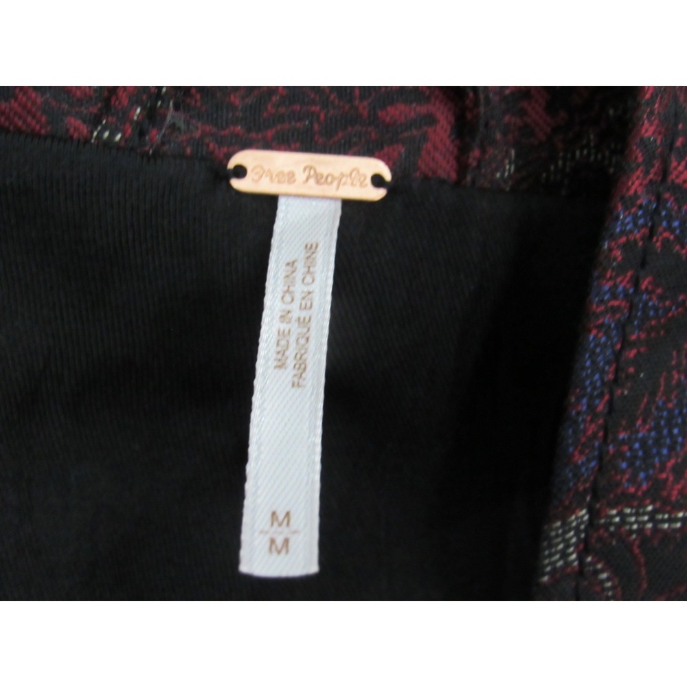 Free People Burgundy Floral Brocade Military Blazer Jacket Metallic Crest Medium - Picture 8 of 11